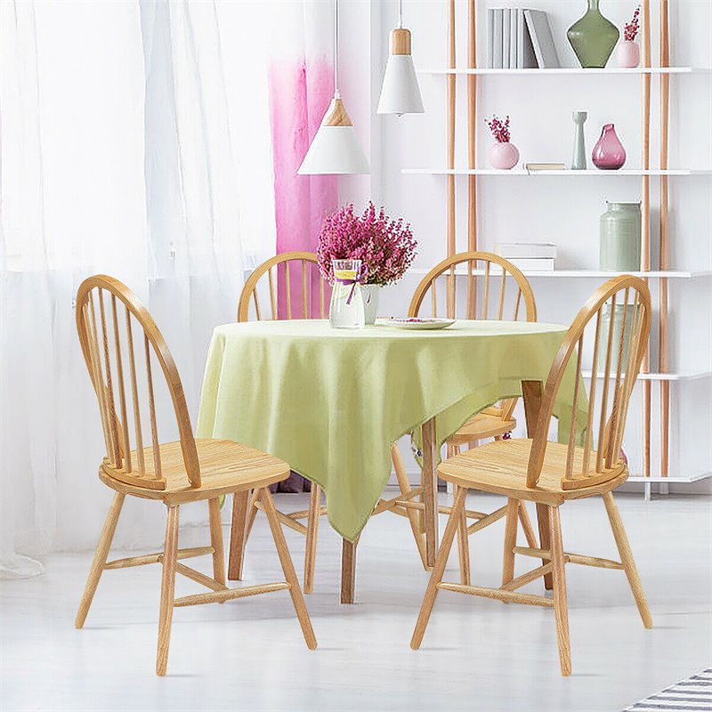 Costway Wood Vintage Windsor Dining Side Chair in Natural (Set of 2)