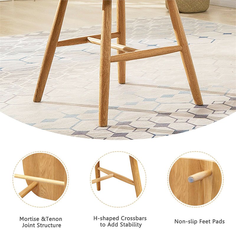 Costway Wood Vintage Windsor Dining Side Chair in Natural (Set of 2)