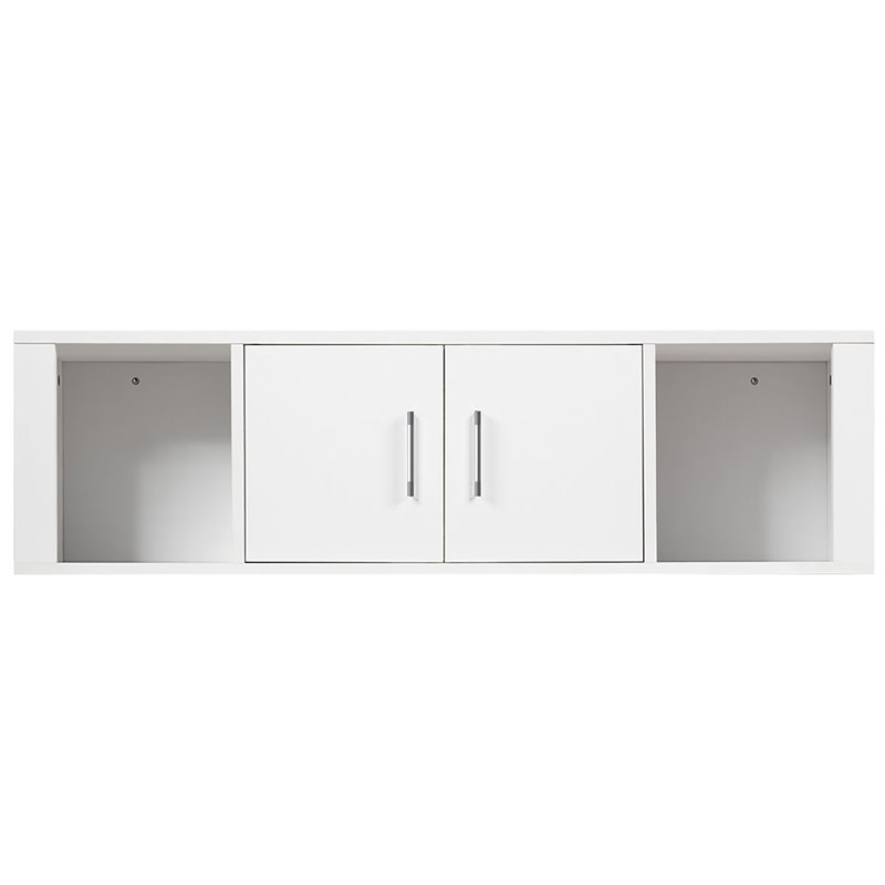 Costway Chipboard Wall Mounted Floating Hutch with 2 Doors in White