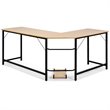 Costway Iron L-Shaped Corner Computer Desk with Adjustable Leg Pads in Natural