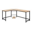 Costway Iron L-Shaped Corner Computer Desk with Adjustable Leg Pads in Natural