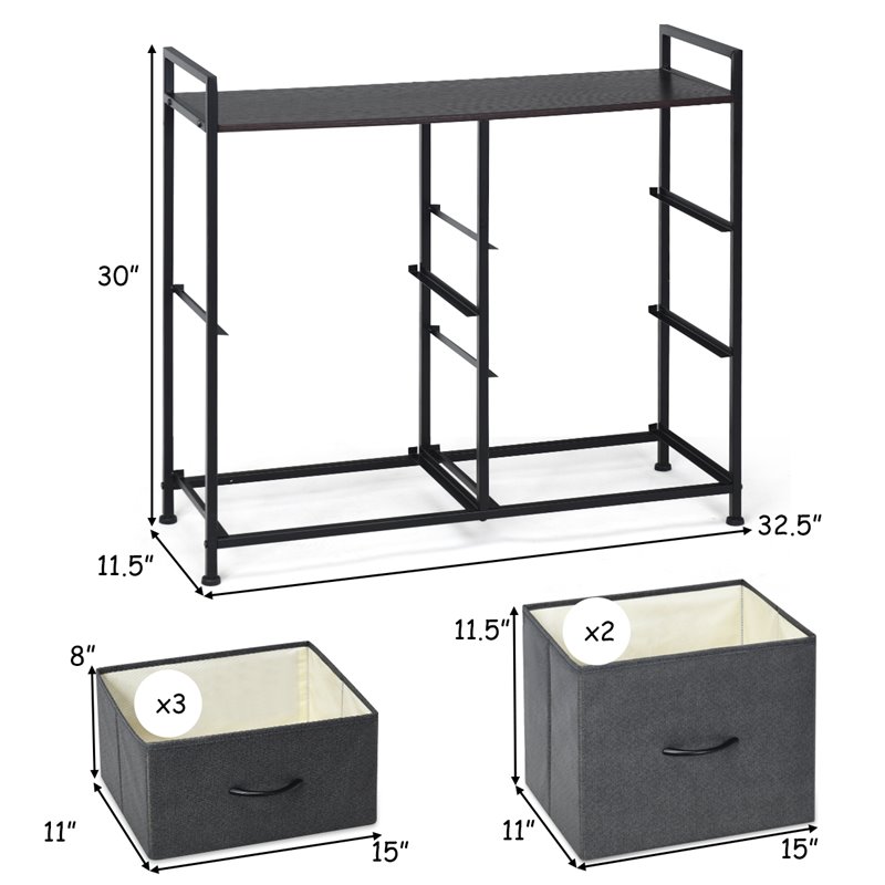 Costway 5-drawer Contemporary Iron MDF and Cloth Dresser Storage in Dark Gray