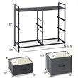 Costway 5-drawer Contemporary Iron MDF and Cloth Dresser Storage in Dark Gray