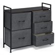 Costway 5-drawer Contemporary Iron MDF and Cloth Dresser Storage in Dark Gray