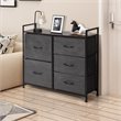 Costway 5-drawer Contemporary Iron MDF and Cloth Dresser Storage in Dark Gray