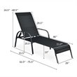 Costway Steel and Fabric Patio Lounge Chair with Adjustable Backrest in Black