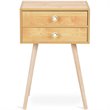 Costway 2-drawer Contemporary MDF and Wood Nightstand in Natural