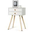 Costway 2-drawer Contemporary MDF and Wood Nightstand in White
