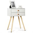 Costway 2-drawer Contemporary MDF and Wood Nightstand in White