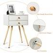 Costway 2-drawer Contemporary MDF and Wood Nightstand in White