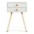Costway 2-drawer Contemporary MDF and Wood Nightstand in White