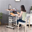 Costway Steel and Particle Board Adjustable Mobile Standing Desk in White