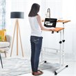 Costway Steel and Particle Board Adjustable Mobile Standing Desk in White