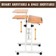 Costway Steel and Particle Board Adjustable Mobile Standing Desk in White
