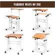 Costway Steel and Particle Board Adjustable Mobile Standing Desk in White