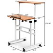 Costway Steel and Particle Board Adjustable Mobile Standing Desk in White
