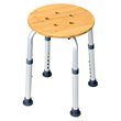 Costway Bamboo & Aluminum Bath Chair with Round Shaped Top in Silver
