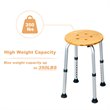 Costway Bamboo & Aluminum Bath Chair with Round Shaped Top in Silver