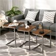 Costway 3-piece Contemporary MDF and Steel Coffee Table Set in Brown
