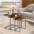 Costway 3-piece Contemporary MDF and Steel Coffee Table Set in Brown