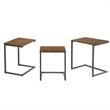 Costway 3-piece Contemporary MDF and Steel Coffee Table Set in Brown