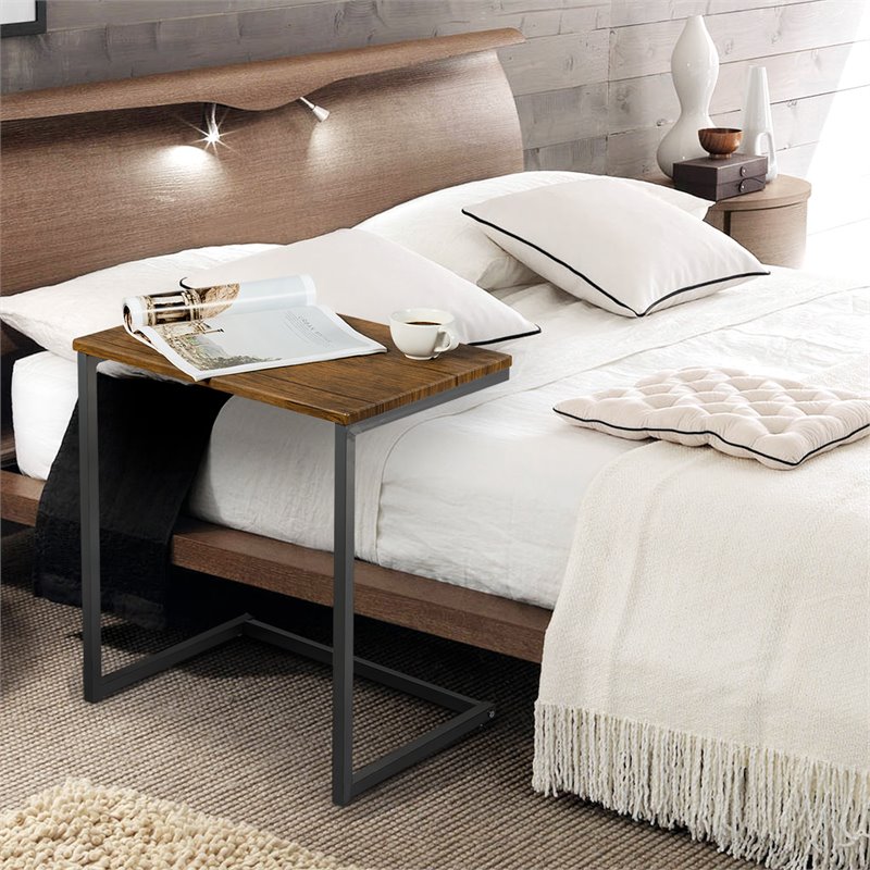 Costway 3-piece Contemporary MDF and Steel Coffee Table Set in Brown
