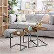 Costway 3-piece Contemporary MDF and Steel Coffee Table Set in Brown