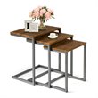 Costway 3-piece Contemporary MDF and Steel Coffee Table Set in Brown