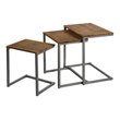 Costway 3-piece Contemporary MDF and Steel Coffee Table Set in Brown
