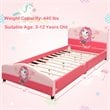 Costway Wood and Sponge Upholstered Platform Kids Toddler Bed For Girls in Pink