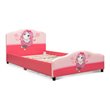 Costway Wood and Sponge Upholstered Platform Kids Toddler Bed For Girls in Pink