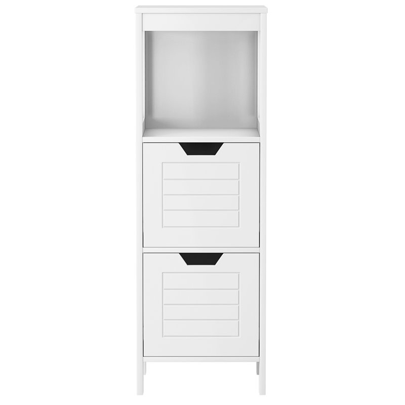 Costway Contemporary P2 MDF and NC Paint Floor Cabinet with 2 Drawers in White