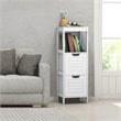 Costway Contemporary P2 MDF and NC Paint Floor Cabinet with 2 Drawers in White