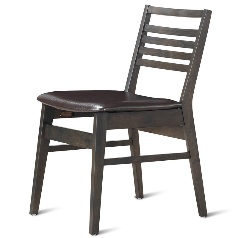 Costway PU & Wood Upholstered Armless Dining Side Chairs in Brown (Set of 2)