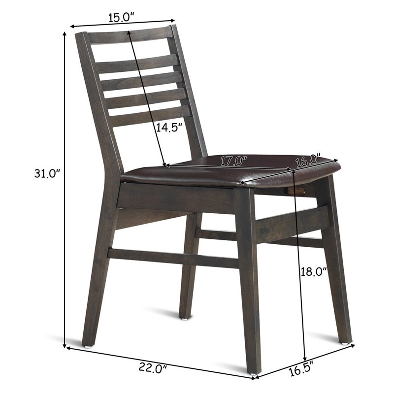 Costway PU & Wood Upholstered Armless Dining Side Chairs in Brown (Set of 2)