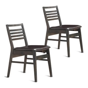 Costway PU & Wood Upholstered Armless Dining Side Chairs in Brown (Set of 2)