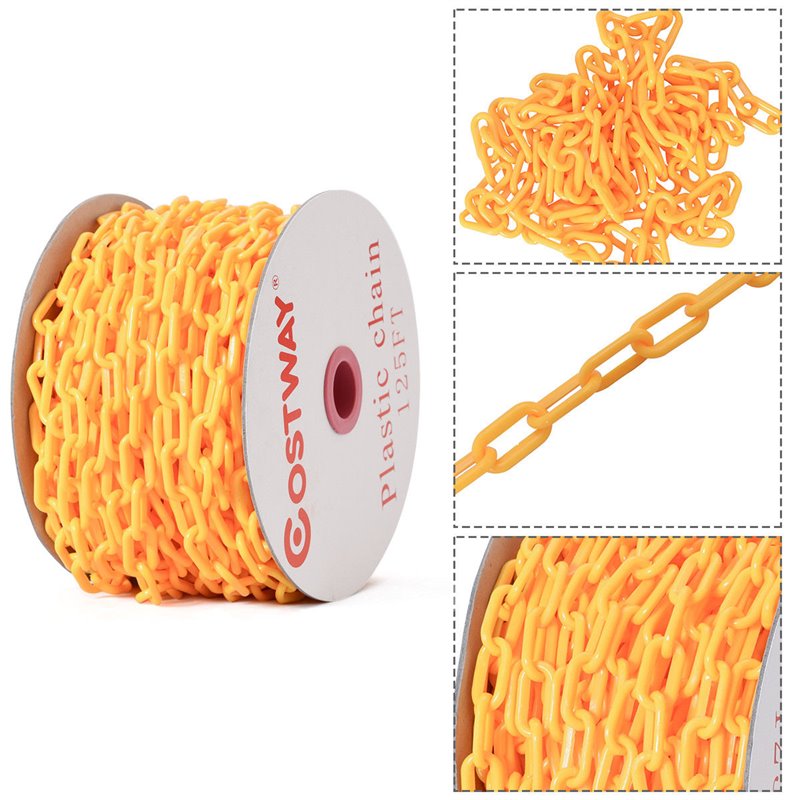 Costway Plastic Chain with Endless Applications For Crowd Control in Orange