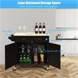 Costway MDF Pine and Rubber Wood Rolling Kitchen Island Cart in Brown