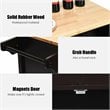 Costway MDF Pine and Rubber Wood Rolling Kitchen Island Cart in Brown