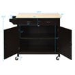 Costway MDF Pine and Rubber Wood Rolling Kitchen Island Cart in Brown Finish