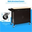 Costway MDF Pine and Rubber Wood Rolling Kitchen Island Cart in Brown Finish