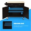 Costway MDF Pine and Rubber Wood Rolling Kitchen Island Cart in Brown Finish