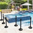 Costway Plastic Stanchions with 5 C-Hooks Chains in Black (Set of 6)