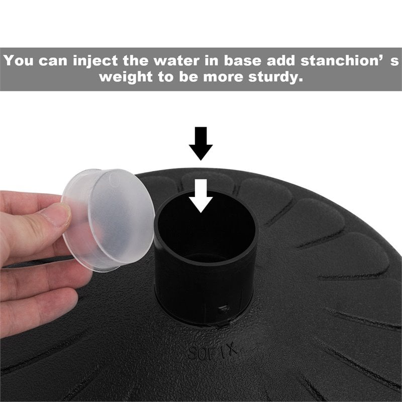 Costway Plastic Stanchions with 5 C-Hooks Chains in Black (Set of 6)