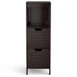 Costway Contemporary P2 MDF and NC Paint Floor Cabinet with 2 Drawers in Brown