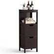 Costway Contemporary P2 MDF and NC Paint Floor Cabinet with 2 Drawers in Brown