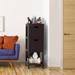 Costway Contemporary P2 MDF and NC Paint Floor Cabinet with 2 Drawers in Brown