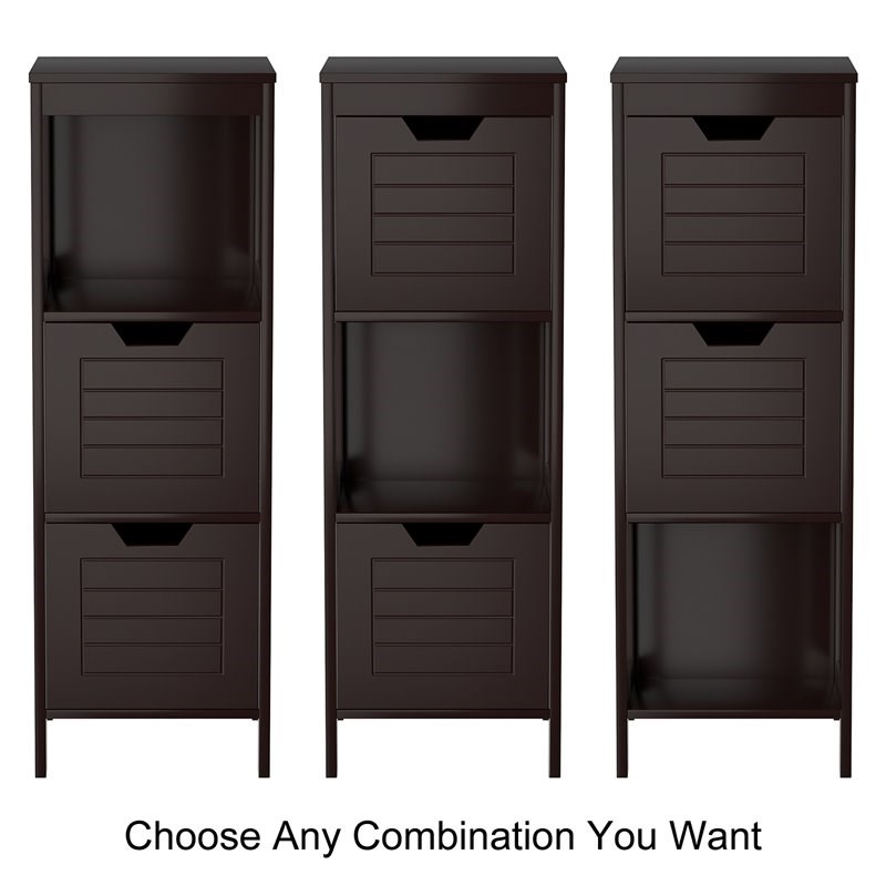 Costway Contemporary P2 MDF and NC Paint Floor Cabinet with 2 Drawers in Brown