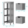 Costway Contemporary P2 MDF and NC Paint Floor Cabinet with 2 Drawers in Gray
