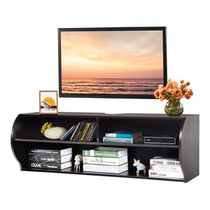 Costway Wall Mounted TV Stands for TVs up to 48&quot with Shelves in Dark Brown